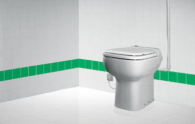 Kpl. Keramik-WC Sanicompact Luxe, weiss, mit integrierter Kleinhebeanlage sowie Wassersp&uuml;lung, mit Waschtischanschlu&szlig; und gesteuerter Pumpe