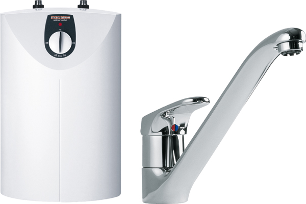 Druckloser Untertisch-Warmwasser-Speicher SNU 5 SL mit Sp&uuml;ltisch-Einhebelmischbatterie